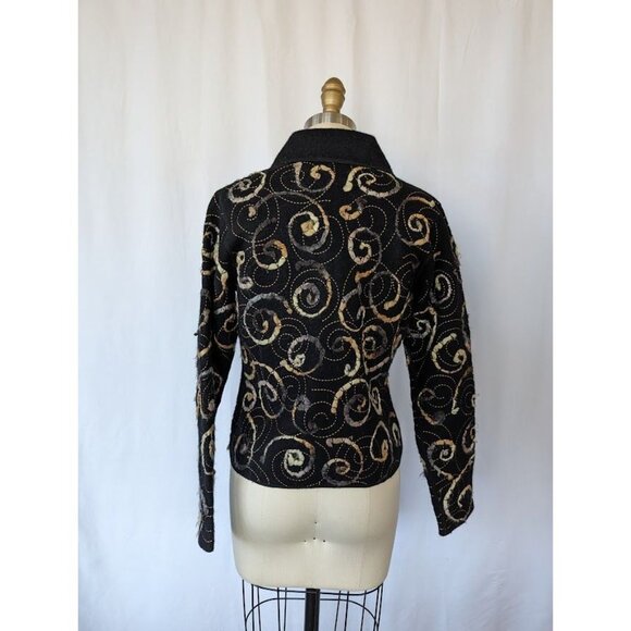 Icelandic Designs Sweater Women's Small Cardigan Boiled Wool Embroidered Artsy - Picture 3 of 8